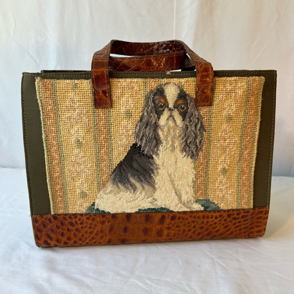 Clever Carriage Company handbag with dog design on front